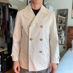 Brooks Brothers double breasted white cotton twill pea coat / jacket